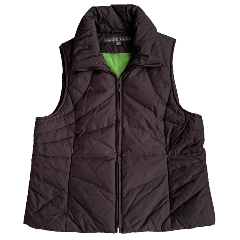 Kenneth Cole Reaction Down Puffer Vest, Size XL, Brown Nylon